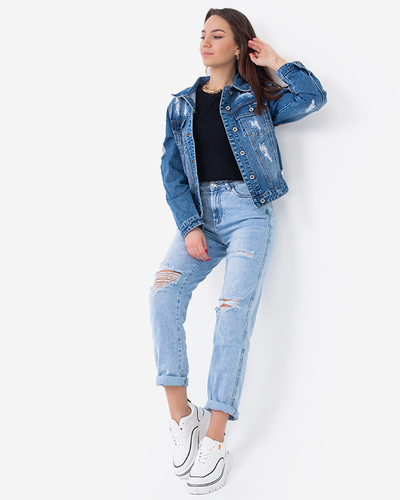 Blue Distressed Ladies džinsu jaka - apģērbs