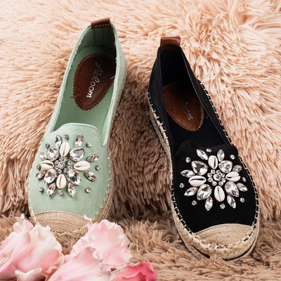 Black espadrilles on a platform with crystals Mraque - Footwear 1