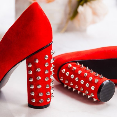 Red studded pumps on a higher post Madderse - Footwear