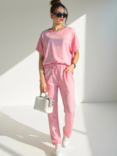 Royalfashion Women's cotton set with short sleeves and straight pants