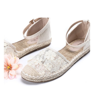 Beige espadrilles with lace Eliza embroidery - Shoes 1
