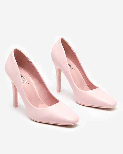 Light pink women's pumps with a square toe Vaseka - Footwear
