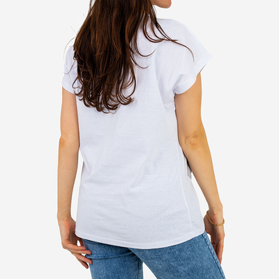 White women's t-shirt with glitter and print PLUS SIZE - Clothing