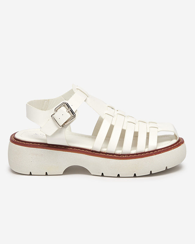 OUTLET Women's white sandals on a massive Leteris sole - Footwear