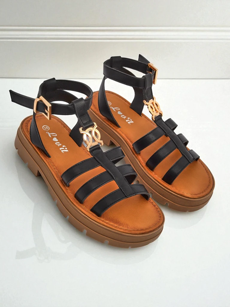 Royalfashion Ženski sandali v stilu rimljank Golden Livia