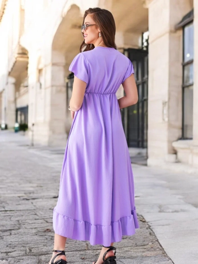 Royalfashion Women's midi dress with an asymmetrical hem