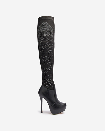Sieviešu augstpapēžu zābaki melnā krāsā Agiocio- Footwear