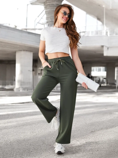 Royalfashion Simple women's trousers with a tie