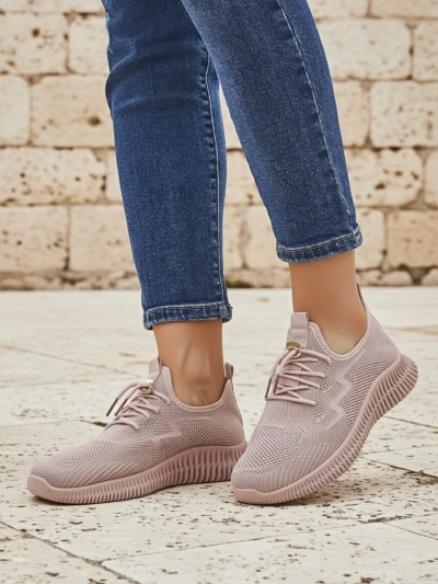 Aurelia Rosa – Royalfashion women's fabric sports shoes, pink, flat heel
