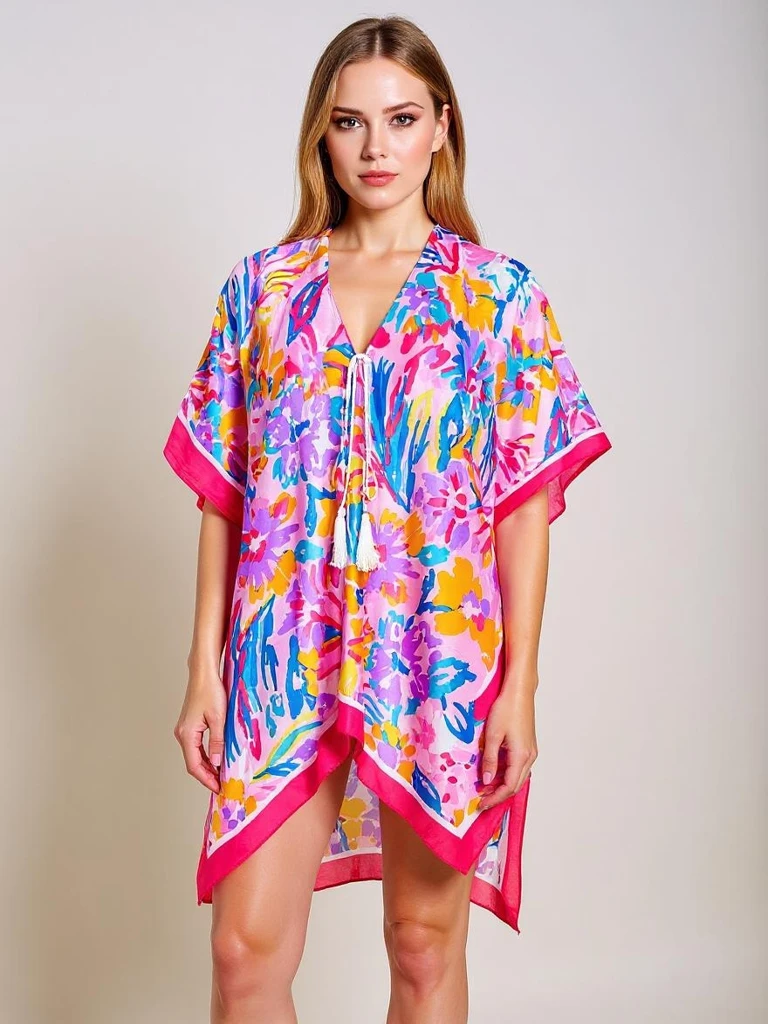 Pareo Selene Colore – wielokolorowa tunika Royalfashion z dekoltem w serek