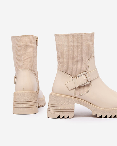 Royalfashion Cream Sieviešu zābaki Tedica Flat Heel