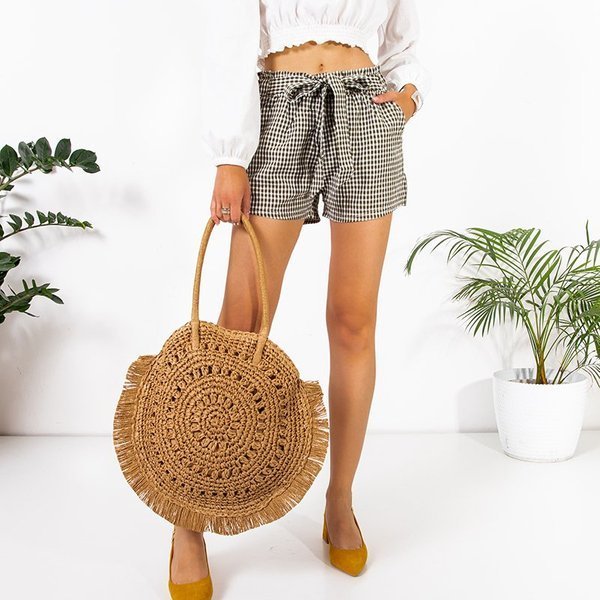 Women's Green Checked Shorts - Clothing