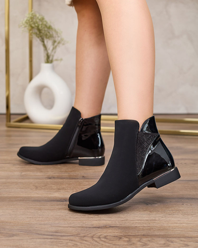 Royalfashion Черные женские сапоги с цирконием Overlissa