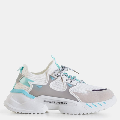 White men's sneakers with mint elements Gain - Footwear