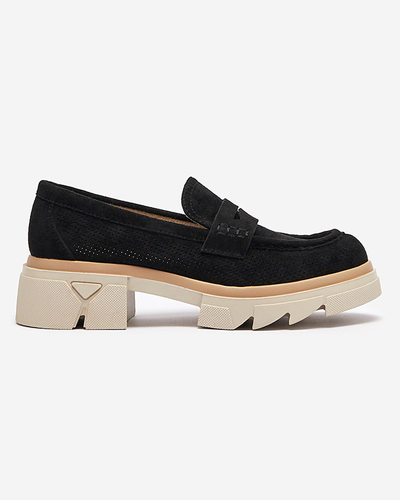 Melni sieviešu ažūrveida mokasīni ar cietu zoli Ejina - Apavi