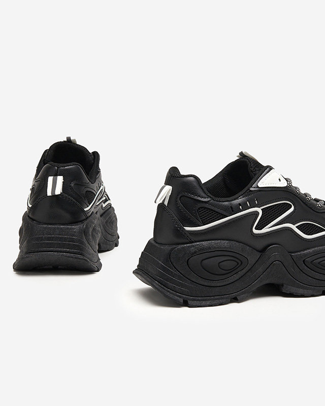 Black women's platform sports shoes with white inserts Oirana - Footwear