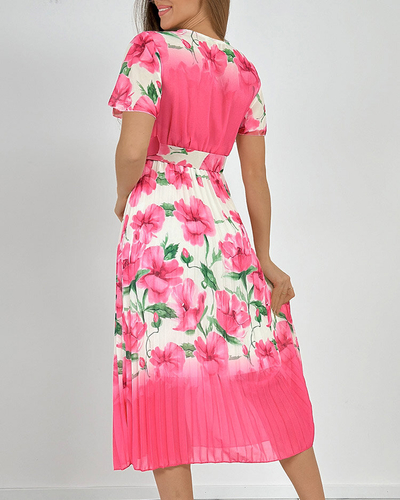 Royalfashion Women's pleated floral midi dress