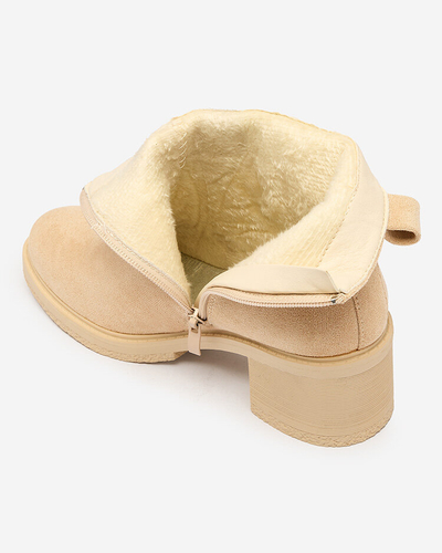 Royalfashion Beige women's boots on a low post Masymar