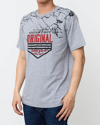 Men's gray t-shirt with print - Clothing
