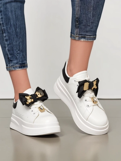 Royalfashion Women's platform sneakers with a bow Genimma