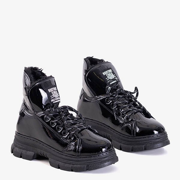 Black lacquered women's boots from Rostorie - Footwear