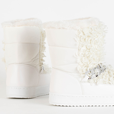 OUTLET White women's snow boots with decorative upper Porto- Footwear