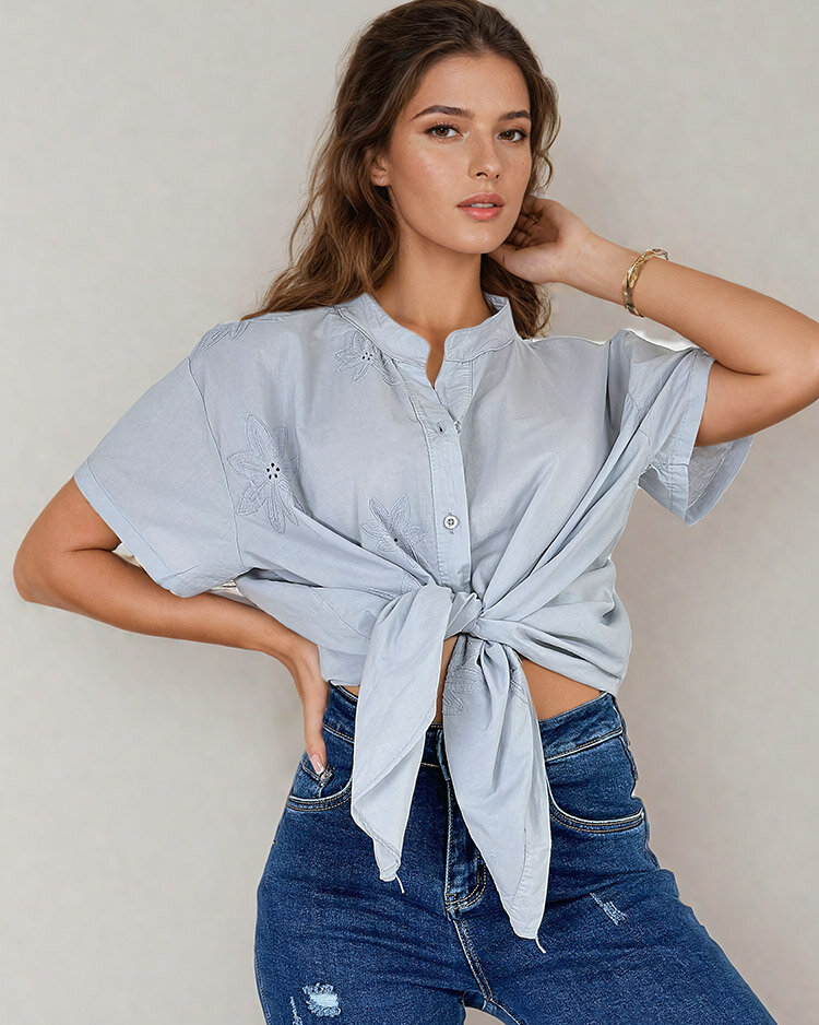 Royalfashion Sieviešu oversize izšūts krekls