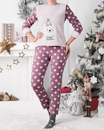 Royalfashion Женская пижама а'ла флис Привет Зима