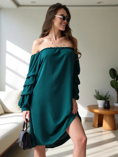 Royalfashion Gluda sieviešu kleita a'la spāņu stilā ar volāniem