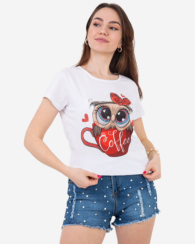 Women's white owl t-shirt - Clothing