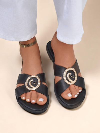 Royalfashion Damskie klapki on płaskiej podeszwie Golden Step