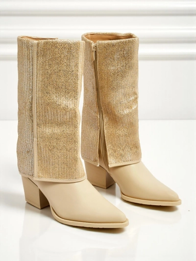 Women's Eco-Leather Heeled Ankle Boots with Decorative Upper Virelia