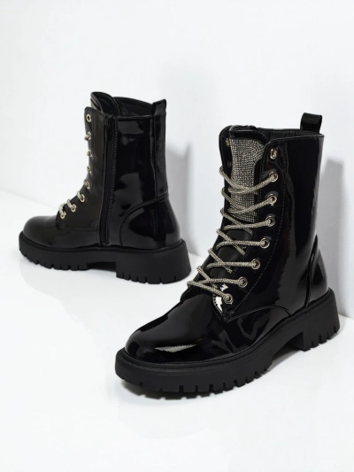 Fjorra Women's Patent Lace-up Ankle Boots