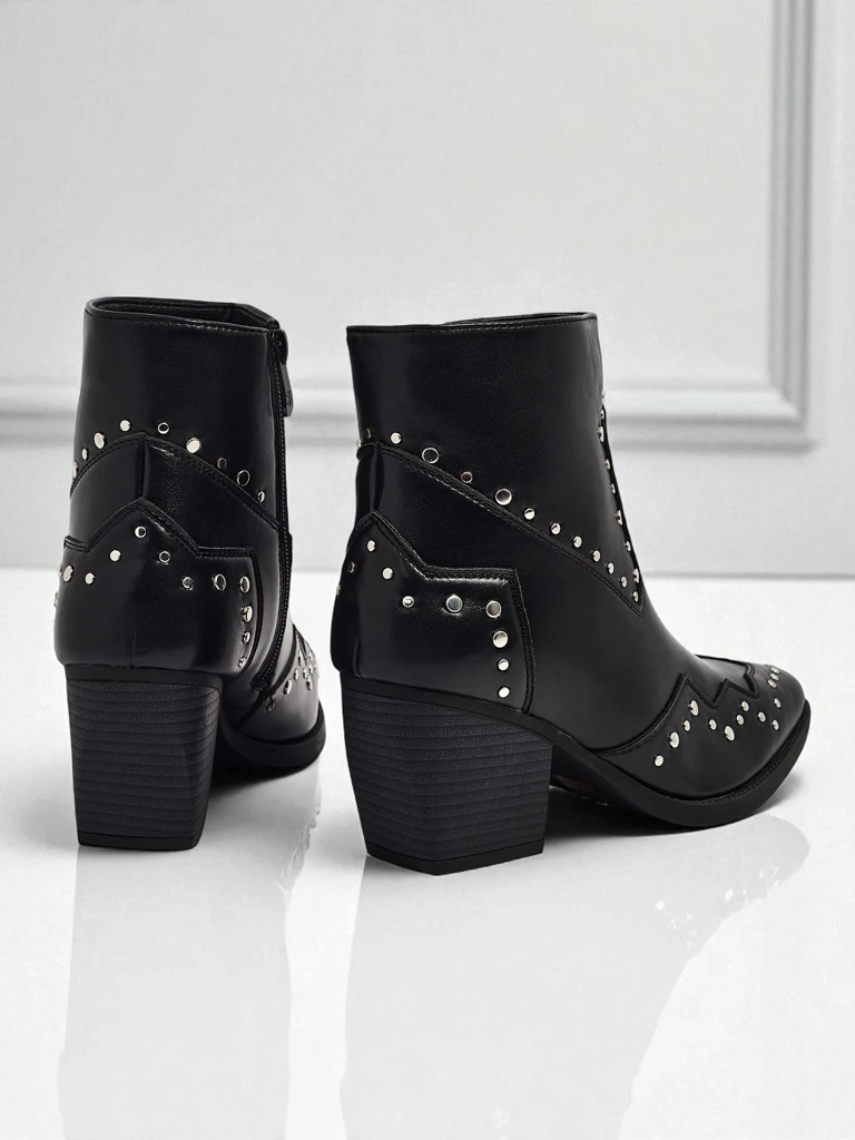 Kowbojki damskie na obcasie z dżetami Glaciere