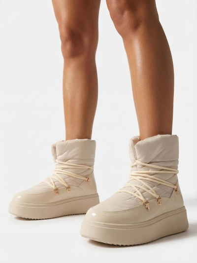 Royalfashion Women's slip-on snow boots in cream color Dabenda