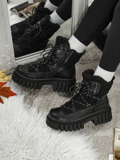 Lav: Damskie botki workery z kozuszkiem Cindora