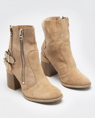 Light brown women's boots on the post Ferrgo- Footwear