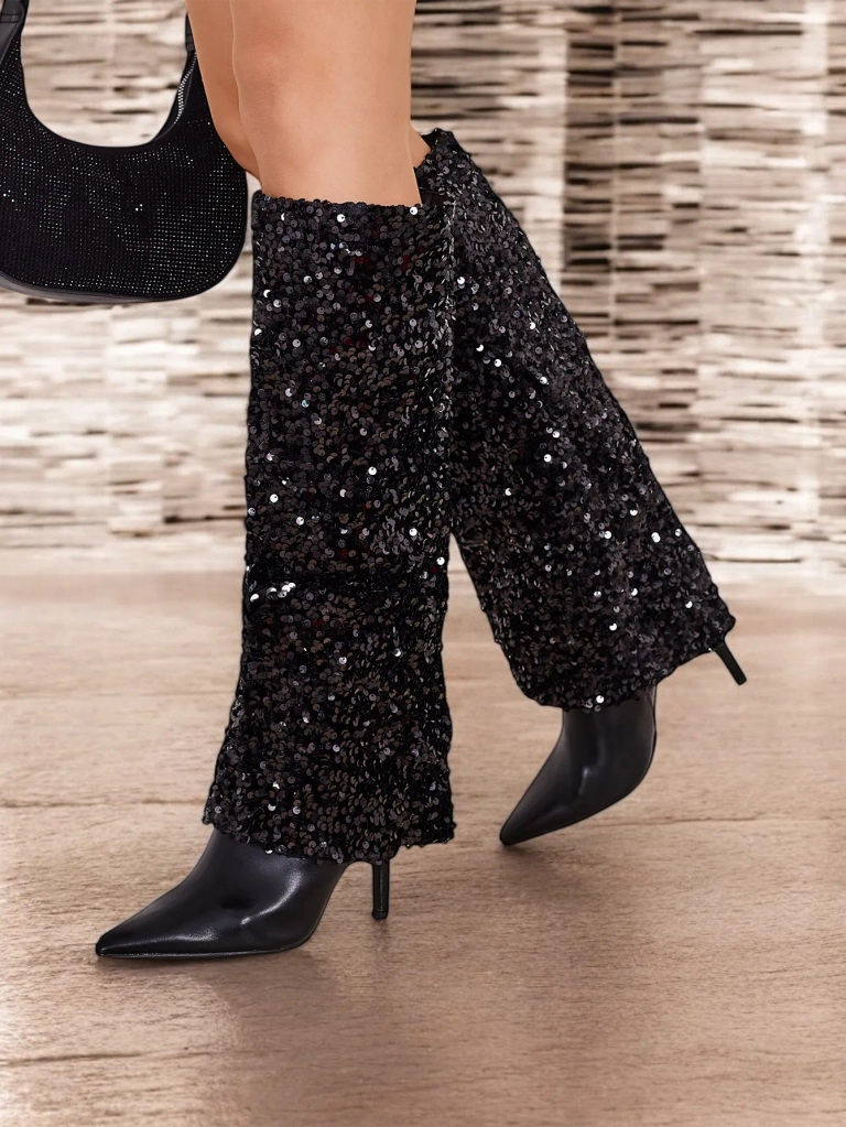 Royalfashion Women's high boots with zircons Endove