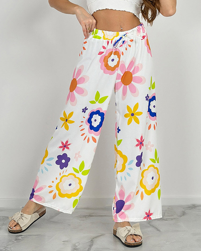 Royalfashion Sieviešu platās bikses ar ziedu rakstu