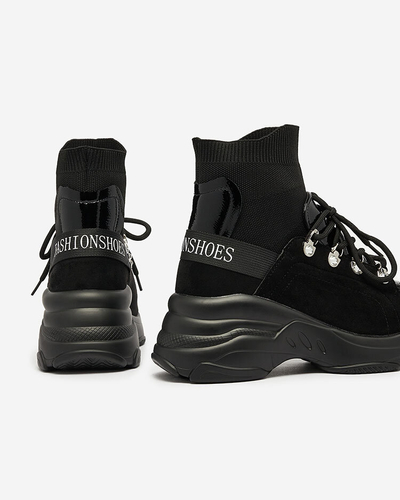 Royalfashion Женские черные утепленные кроссовки Aleppo