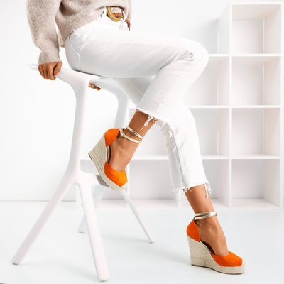 Orange espadrilles on a high wedge Sablac - Footwear