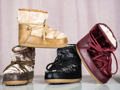 Brown Varsha Glitter Snow Boots - Footwear