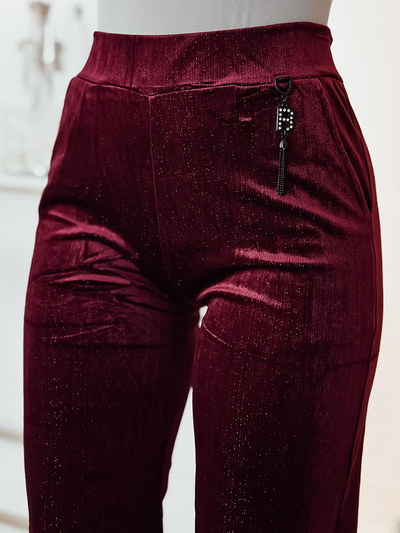 Royalfashion Dark brown corduroy fabric pants for women
