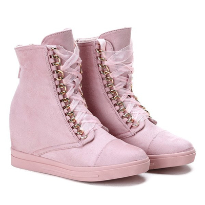 Różowe sneakersy na krytym koturnie Tirana - Obuwie