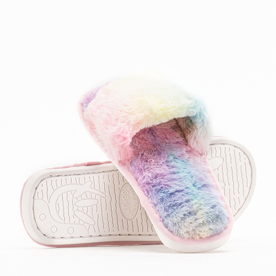 Colorful women's fur slippers Tisa - Footwear
