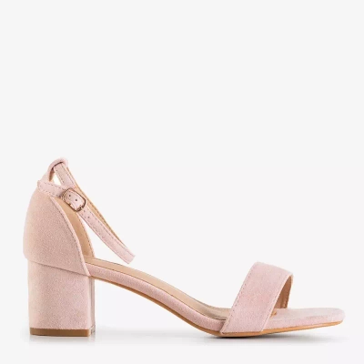 OUTLET Light pink women's sandals on a low Mohato post - Footwear