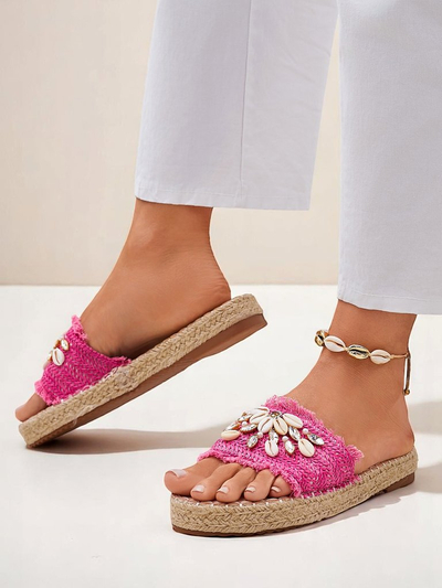 Royalfashion Callista Fuchsia women's platform flip-flops with shells