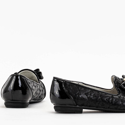 Black girls' ballerinas with embroidery and bow Olije - Footwear