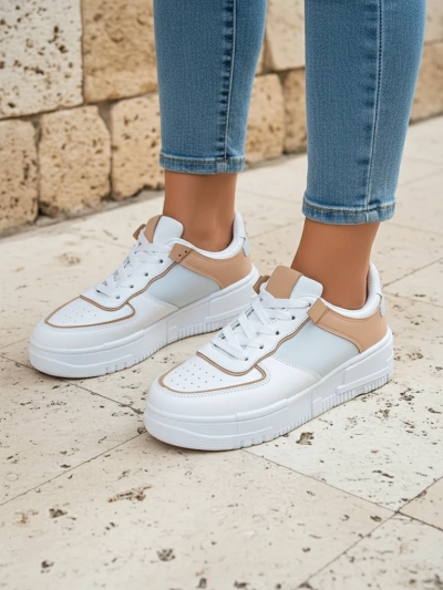 Sheilas sneakers Aristea Azzurro z eko-skory na plaskoy podeszwa 4 cm