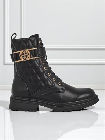 Sable Rose Quilted Faux Leather Ankle Boots
